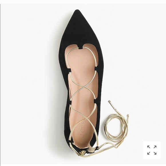 J. Crew Suede lace up flats black and gold- 8.5 - Picture 3 of 8